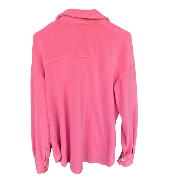 Isalis Shirt Jacket Womens Medium Pink Snap Front Long Sleeve Fleece Shacket - Picture 2 of 9